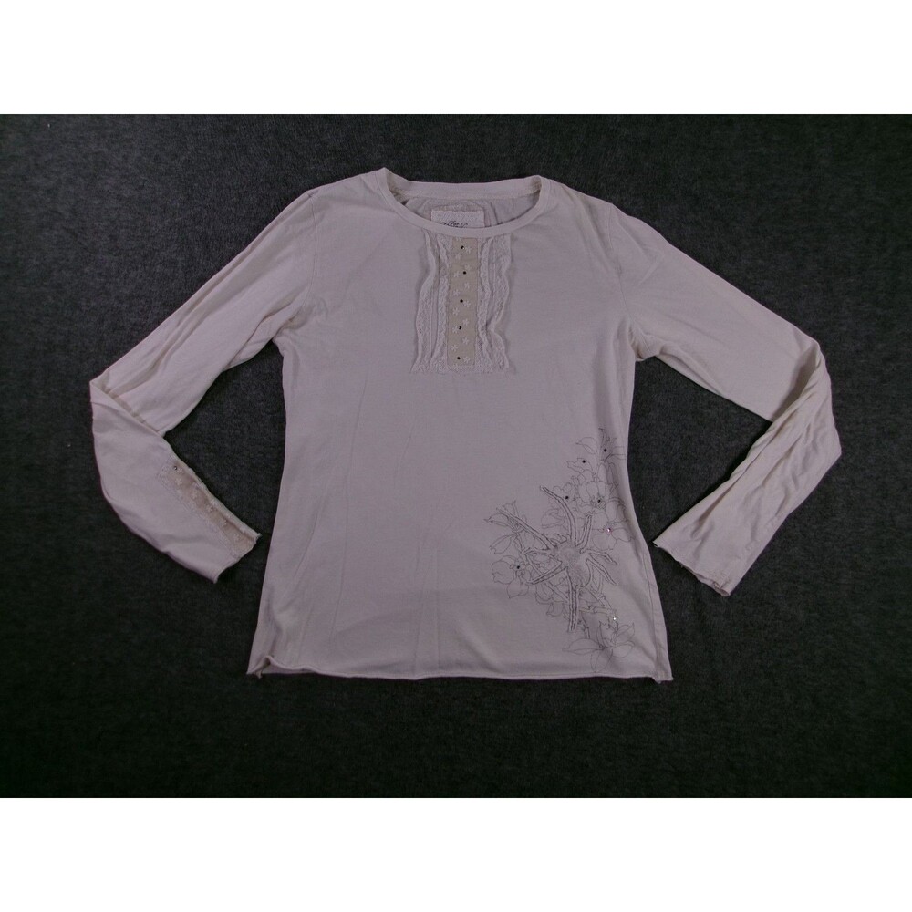 For Love Liberty Top Women Medium Off White Lace Rhinestone Embellished